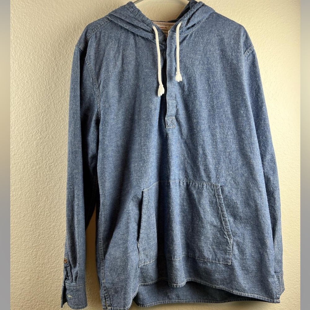 Lucky Brand Mens Denim Hoodie Button Up Size XL